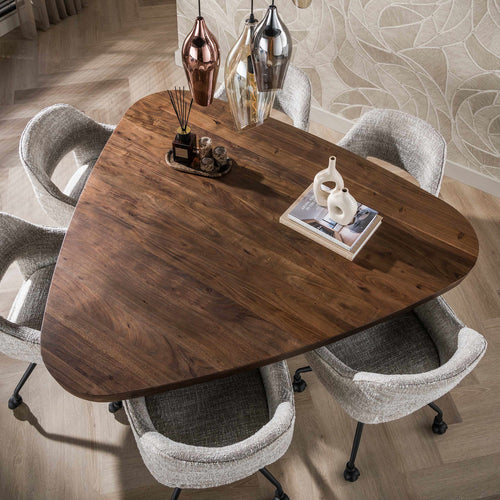 Giga Meubel Eettafel Arcadia - Driehoek Acaciahout Donkerbruin - 165cm - Landelijk