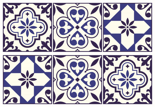 Sanders & Sanders muursticker tegelmotief blauw - 65 x 42.5 cm - 600329 - vtwonen shop