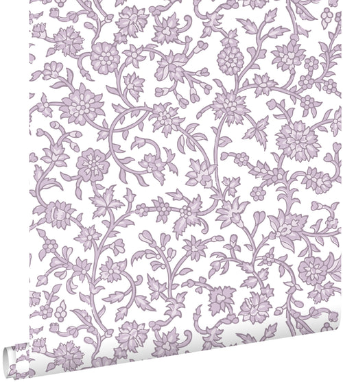 ESTAhome behang vintage bloemen lila paars - 50 x 900 cm - 131521 - vtwonen shop