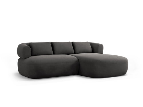 Micadoni rechter hoekbank Jenny 5-zits, flueel donkergrijs - 145x200x73cm