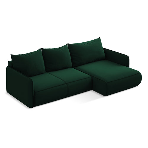 LaMiaSofa hoekbank rechts Palermo - velours - flessengroen - 240x148x86