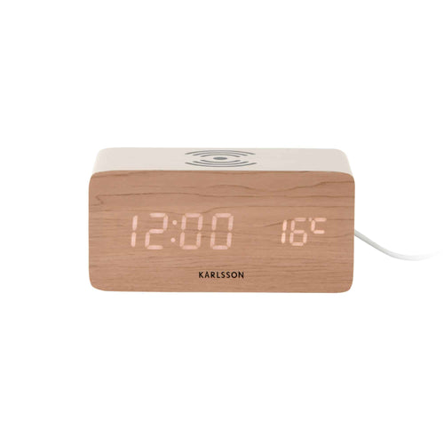 Karlsson wekker Block - wit - 7.4x15x7.1cm - Vaderdag - Vaderdagcadeau - Vaderdag cadeautje voor hem
