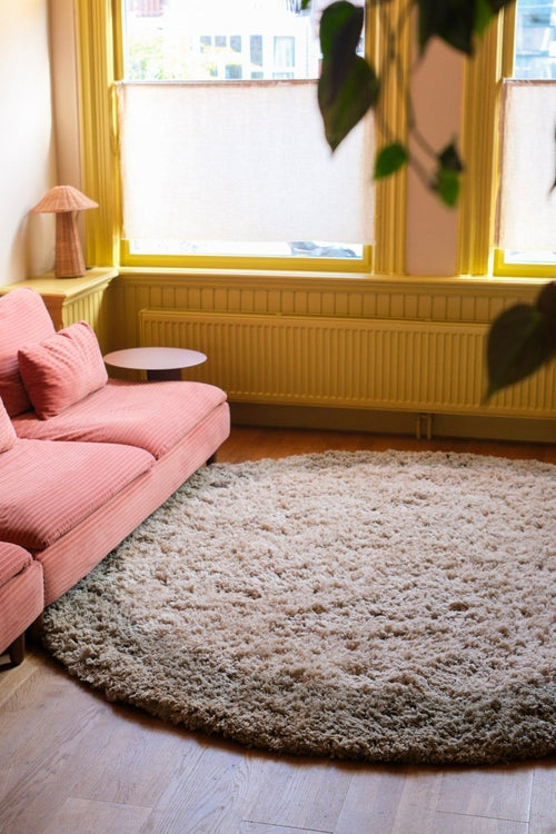 Interieur05 vloerkleed Pilo - hoogpolig - groen/beige - Ø240 cm