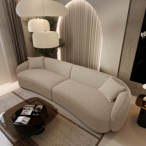 Sia Home - Rechte bank CELINE - Bouclette stof - Beige - 260cm