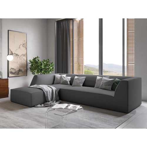 Cosmopolitan Design - Modulaire hoekbank links Siena 4-zits, structurele stof grijs - 180x273x69cm