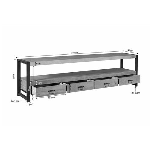 Starfurn Tv-meubel Britt - Naturel Hout - 180x45x60cm