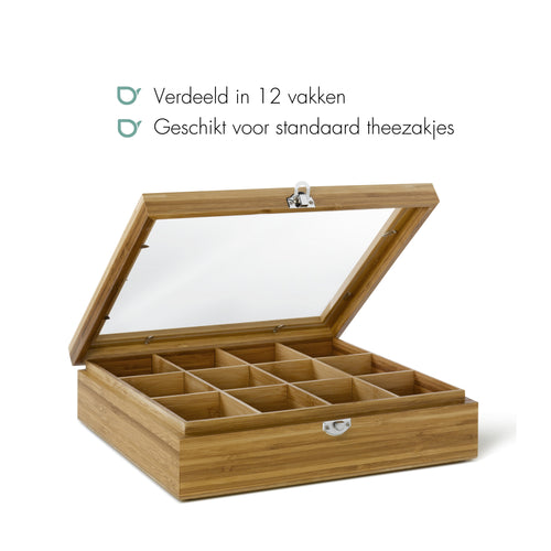 Bredemeijer - Theedoos 12-vaks venster bamboe naturel