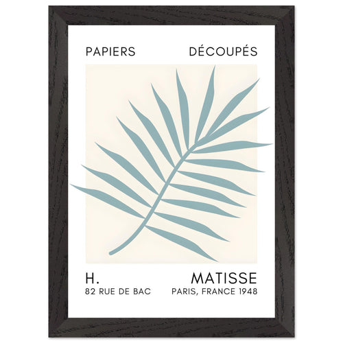 Artfulprints Poster met Lijst Matisse – Floral reef turquoise   - A4 21x29.7 cm - Turquoise