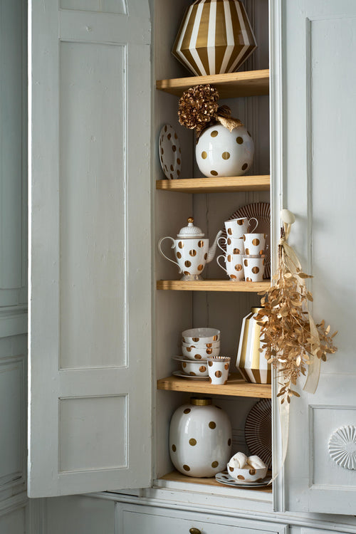 Pip Studio Vaas Dots - Metaal - Wit/ Goud - 23cm - vtwonen shop