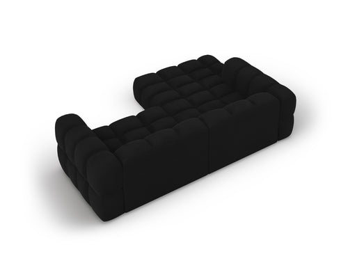 Cosmopolitan Design Modulaire hoekbank links Sky 3-zits, flueel, zwart - 162x244x70cm