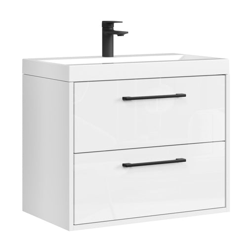 Badplaats Badkamermeubel Set Florence 01 60 cm – Hoogglans Wit – Hangend Wastafelmeubel met Soft-Close