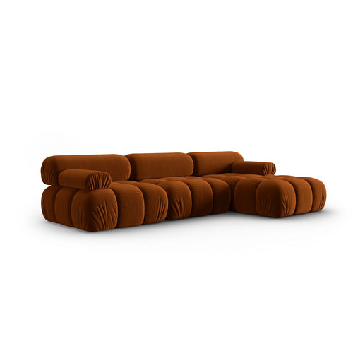 Cosmopolitan Design - Modulaire hoekbank rechts Cortina 4-zits, flueel terracotta - 155x282x70cm