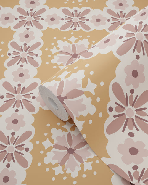 ESTAhome behang vintage bloemen oranje en paars - 50 x 900 cm - 131502 - vtwonen shop