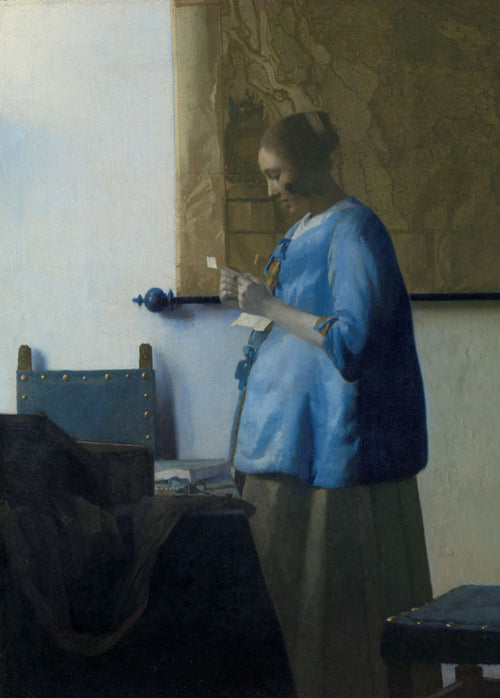 Sanders & Sanders fotobehang Brieflezende Vrouw van Johannes Vermeer blauw - 200 x 279 cm - 950066