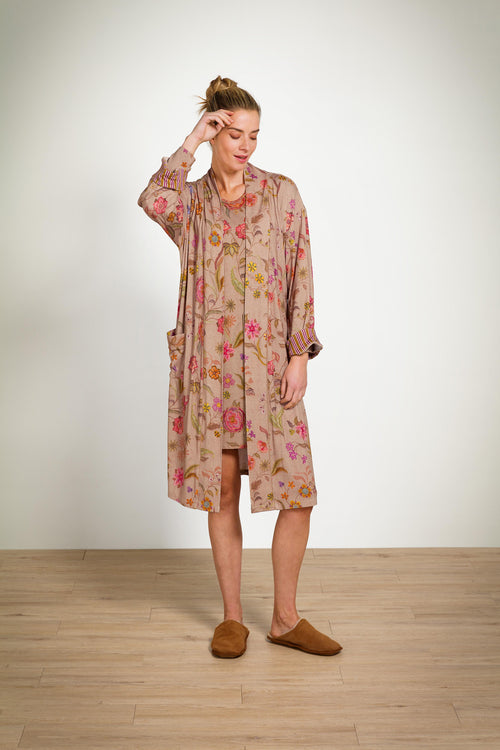 Pip Studio - Dana Nachthemd Lange Mouw Dames - Coco Flower - Zand - M - vtwonen shop
