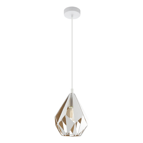 EGLO hanglamp Carlton 1 - 1 lichts - e27 - wit - goud - vtwonen shop