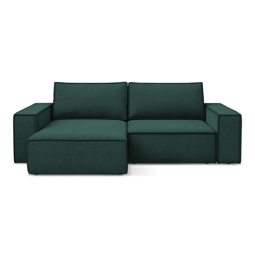 LaMiaSofa hoekbank links Livorno - textuurstof - flessengroen - 257x148x82