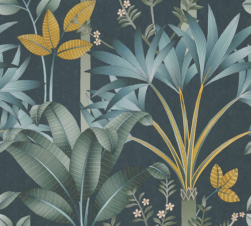 Livingwalls behang bloemmotief petrolblauw - 53 cm x 10.05 m - AS-391724 - vtwonen shop
