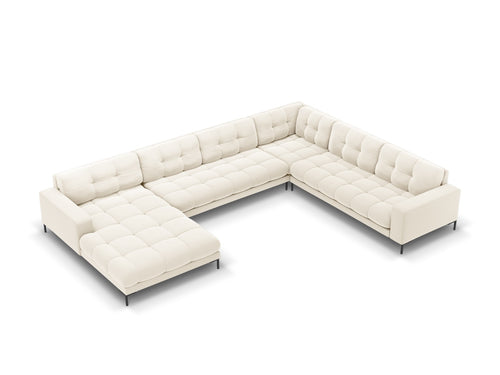 Cosmopolitan Design Panoramische hoekbank rechts Bali 7-zits, flueel, lichtbeige - 256x327x75cm