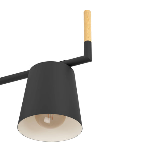 EGLO plafondlamp Lacey - e27(excl) - 78 cm - hout/staal - zwart/bruin