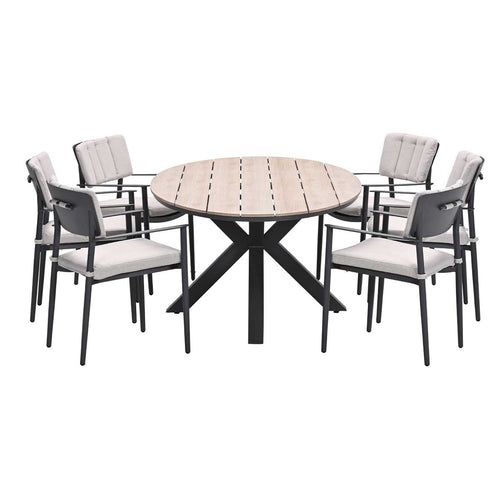 Garden Impressions tuinset Dane - Tulli - donker grijs - 220x115 cm - 7-delig