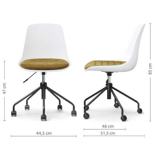 Nolon Nout-Liv Bureaustoel Wit met Mosgroen Zitkussen - Zwart Onderstel