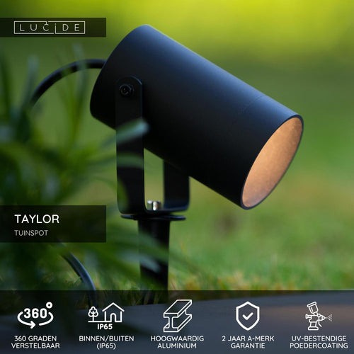 Lucide tuinspot TAYLOR - 1xGU10 - Zwart