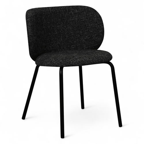 Furnhouse eetkamerstoel Nanna - Zwart - Stof (Bouclé) - Set van 4