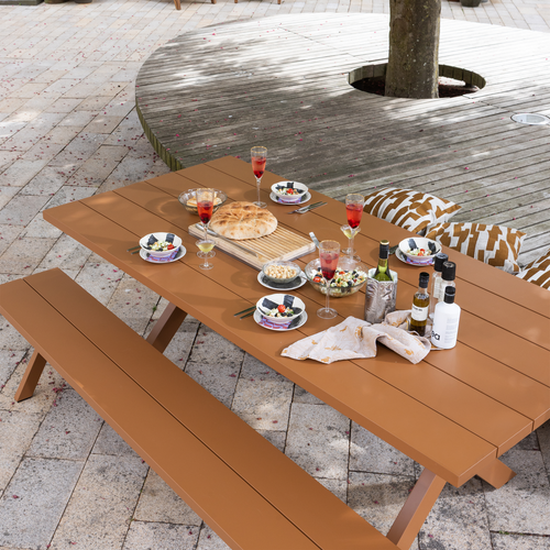 WOOOD picknicktafel tuin Delta - Aluminium - Terra - 75x220x105