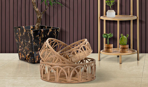 Mauro Ferretti opbergmand - set van 3 - Ø 50x16 - 40x14 - 30x12 cm - bruin
