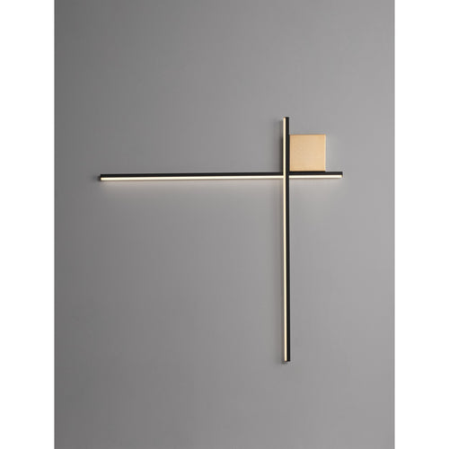 Nova Luce CROSS Geïntegreerde LED-wandlamp in zandzwart met geborsteld goudkleurige Triac-dimbare LED, 2W, 1351lm, 3000K