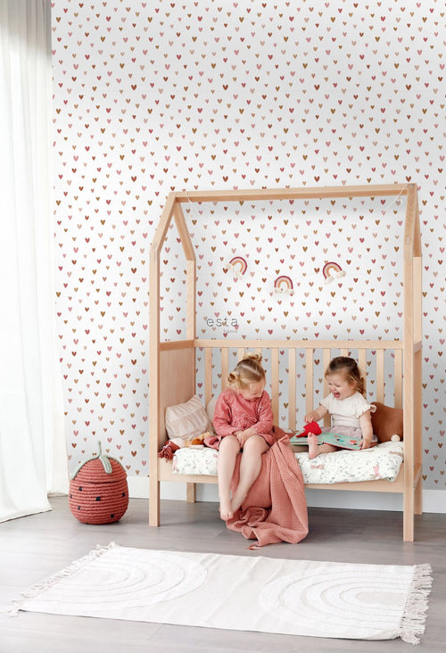 ESTAhome behang hartjes terracotta en roze - 53 cm x 10.05 m - 139360
