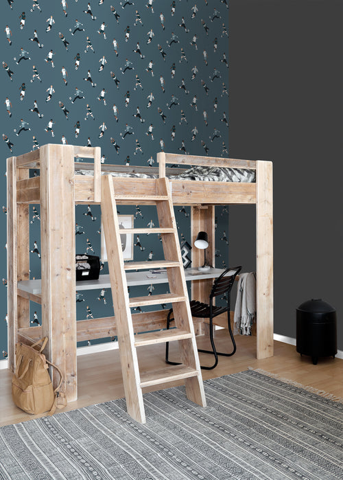 ESTAhome behang voetbalspelers donkerblauw - 50 x 900 cm - 131556