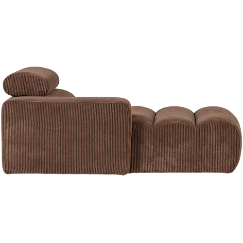 WOOOD chaise longue element arm links Novi - Ribstof - Mokkabruin - 86x109x173 - vtwonen shop