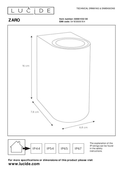 Lucide wandspot ZARO - 2xGU10 - Zwart - vtwonen shop