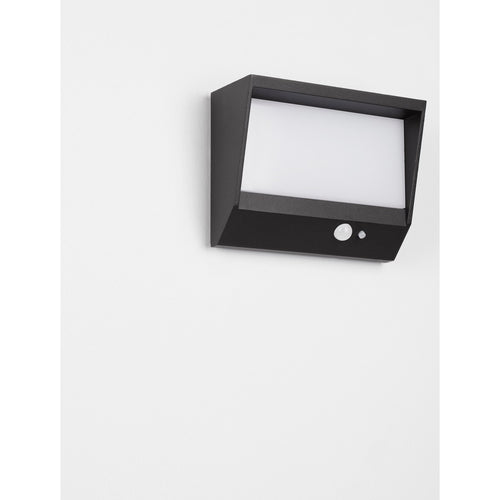 Merano Boston Buiten Bewegingssensor Wandlamp Antraciet Aluminium, Frost Acryl LED 2W 104Lm 3000K IP65 Geschakeld