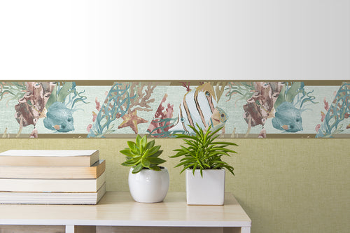 Sanders & Sanders zelfklevende behangrand onderwaterwereld blauw - 500 x 13.25 cm - 640041 - vtwonen shop