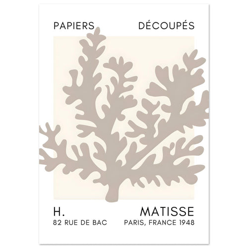 Artfulprints  Matisse – Aqua bloom grey   poster A4 21x29.7 cm