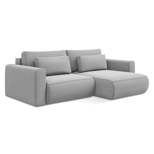 LaMiaSofa hoekbank rechts Perugia - velours - grijs - 240x149x82