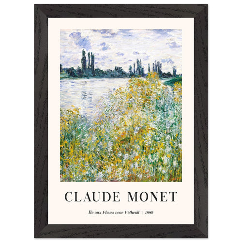Artfulprints Poster met Lijst Claude Monet - Île aux fleurs near Vétheuil   - A4 21x29.7 cm - Groen