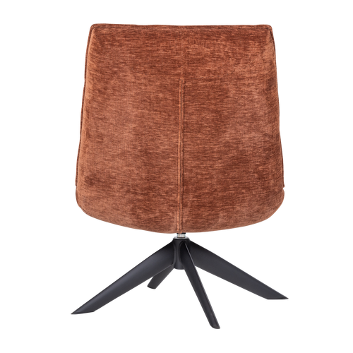 WOOOD draaifauteuil Jouke - Chenille Structuur - Roestbruin - 97x70x85