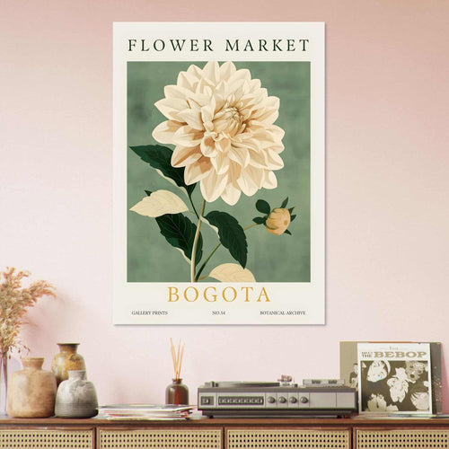Artfulprints Poster met Lijst Flower market - Bogota   - 30x40 cm - Groen