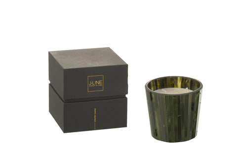J-Line geurkaars Noa - Herbal Serenity - glas - groen - small - 35U