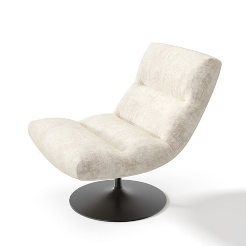 Premium Interiors - Draaistoel ROMA - velours met structuur crème 77cm