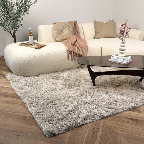 Hoogpolig vloerkleed Nika ivoor/taupe polyester - Interieur05 - 290 x 200 cm - vtwonen shop