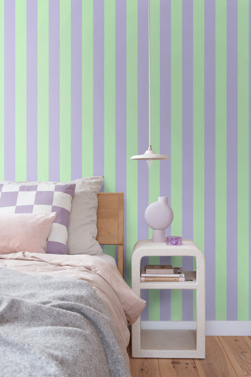 ESTAhome behang strepen paars en groen - 50 x 900 cm - 131573 - vtwonen shop