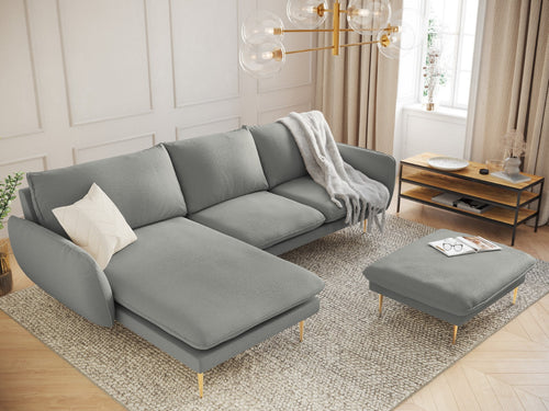 Cosmopolitan Design linker hoekbank Vienna 5-zits, boucle, grijs - 170x255x95cm