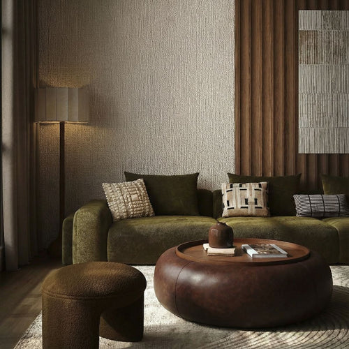 DÉJA Living Salontafel Draby - Donkerbruin/Walnoot - PU Leer - Ø102x34cm