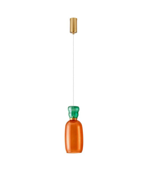 Nova Luce PLUMA Slanke hanglamp voor aan het plafond, glanzend oranje, goudkleurige LED, 5W, 450lm, 3000K