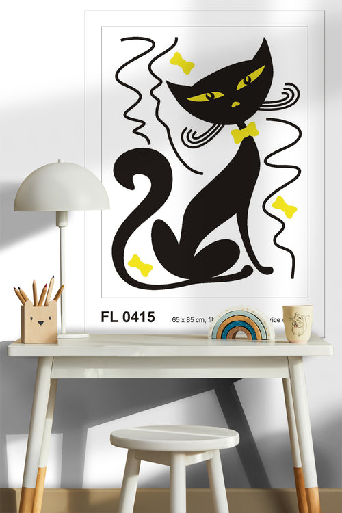 Sanders & Sanders muursticker kat zwart - 85 x 65 cm - 600286